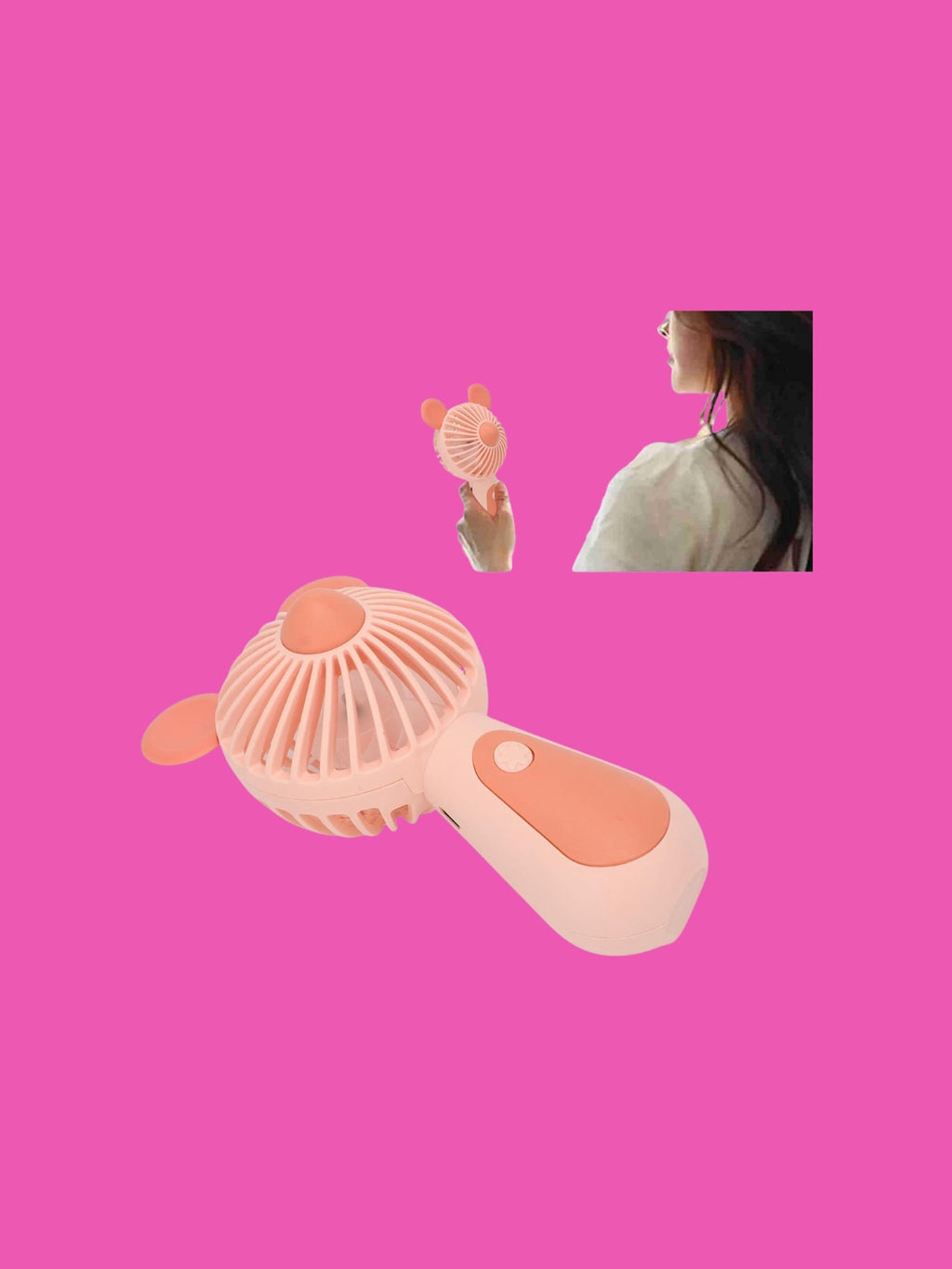 Mini Ventilador de Mano con Orejitas de Oso